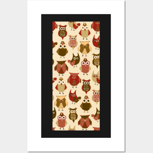 Autumn Owls |  Smart Bird in Mahogany and Brown Posters and Art